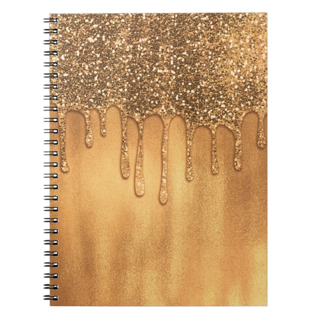 Droppande i Guld Honey Glitter Pretty Drips Anteckningsbok (Framsidan)