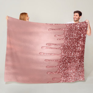 Droppande i rosa guld glitter snygga rosa droppar fleecefilt