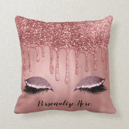 Droppande i roséguld glitter rosa droppar ögonfran kudde