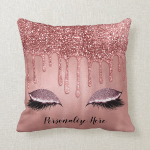 Droppande i roséguld glitter rosa droppar ögonfran kudde