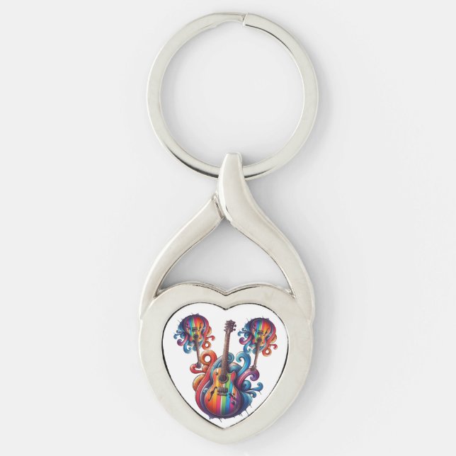Droppande Ljud Twisted Heart Silverfärgad Nyckelring (Framsidan)