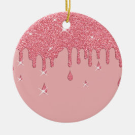 Droppande Rosa Glittereffekt & Gnistrande Julgransprydnad Keramik