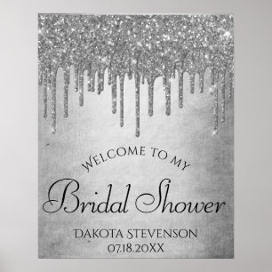 Droppande Silverglitter Platina Gnistrande Skura Poster