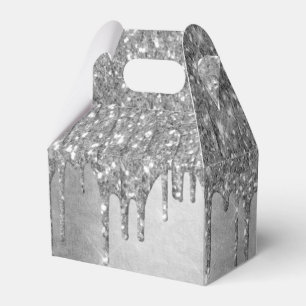 Droppande Silverglitter Platinatransparant Metal Presentaskar