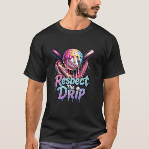 Droppande Softboll Sport Dropp Drömmig Glass Mjuk T Shirt
