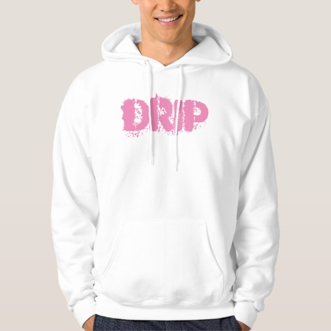 'DROPPANDE" vitHoodie Sweatshirt (Framsida)