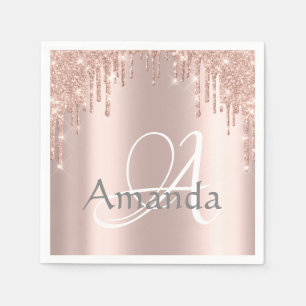Droppandear för glitter för Monogramnamnro gnist Pappersservett