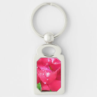 Droppar i Petals Metall-nyckelkedja Rektangulärt Silverfärgad Nyckelring