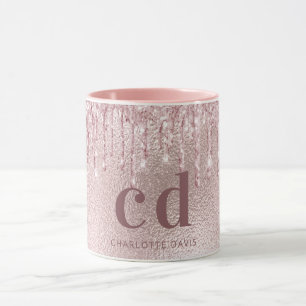 droppar i Ro guld monogram namn Mugg