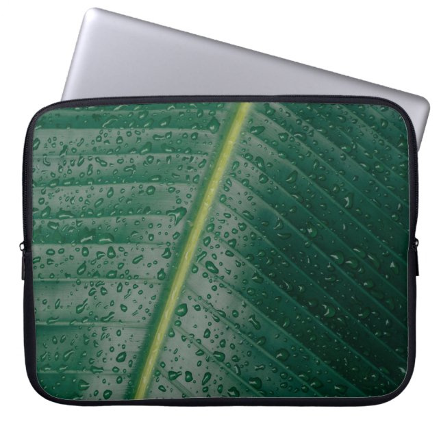 droppar i vatten vid bananen löv laptop fodral (Framsidan)