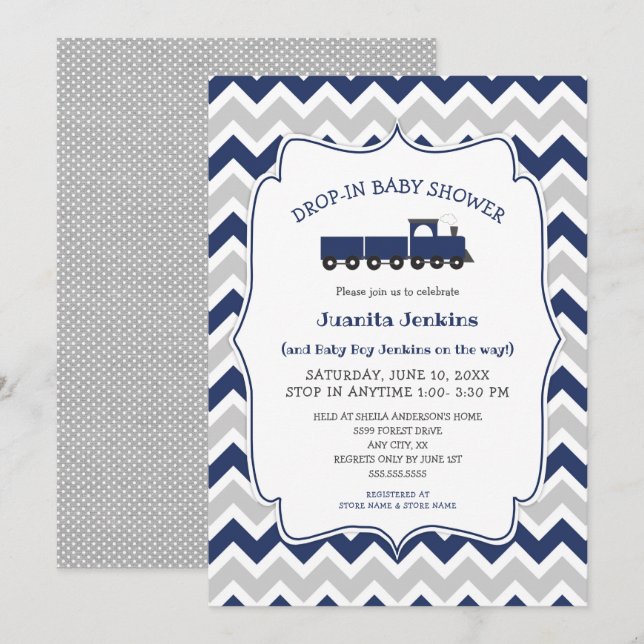 Droppbarnsdusch/öppna hus inbjudningar (Fram/baksida)