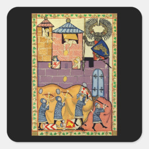 Dropping Sten, 14:e århundradets Codex Manesse Fyrkantigt Klistermärke