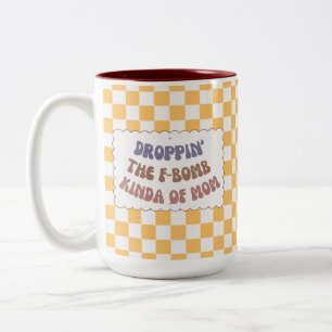 Droppin's F-Bomb Kinda Mamma Två-Tonad Mugg