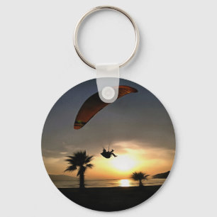Dropzone vid Dusk Äventyr Paraglider Art Nyckelring