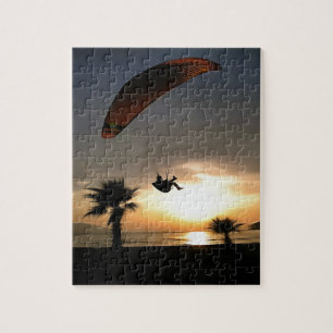 Dropzone vid Dusk Äventyr Paraglider Art Pussel
