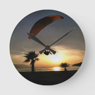 Dropzone vid Dusk Äventyr Paraglider Art Rund Klocka