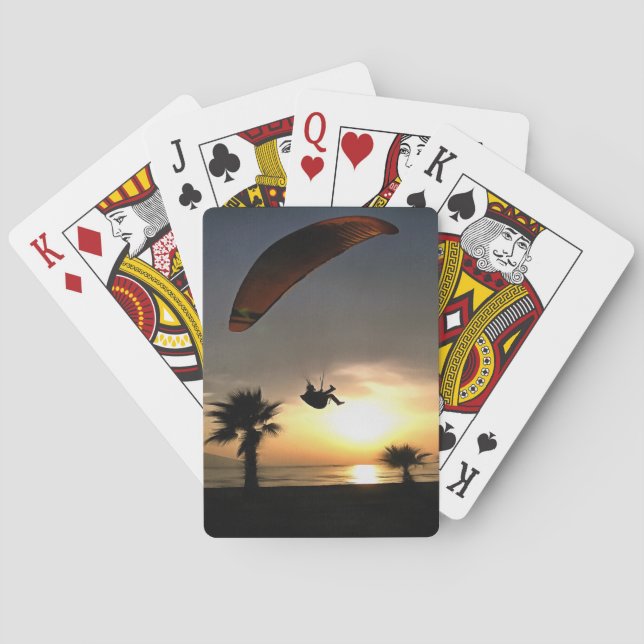 Dropzone vid Dusk Äventyr Paraglider Art Spel Kort (Baksidan)