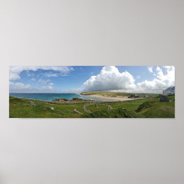 Droskyn Point Perranporth Cliff top sundial Poster (Framsidan)