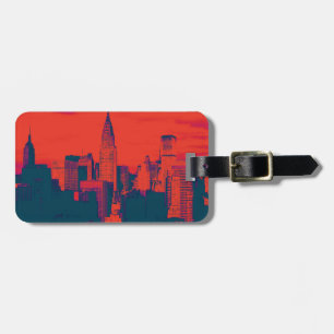 Drött blått Retro Stil Pop Art New York City Bagagebricka