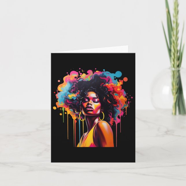 Drottning Afro Melanin droppande Juneteenth afrika Kort (Framsida)