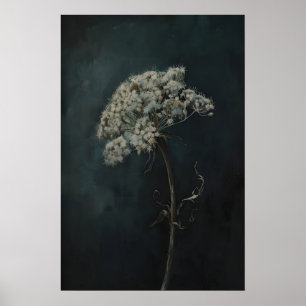 Drottning Annes spets Moody Mörk Blommig Utskriftl Poster