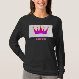 Drottning Anpassad Text Krona Bild Svart Långärmad T Shirt