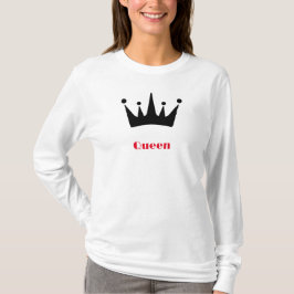 Drottning Anpassad Text Krona Bild Vit Långärmad T Shirt