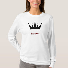 Drottning Anpassad Text Kronbild Vit Långärmad T Shirt