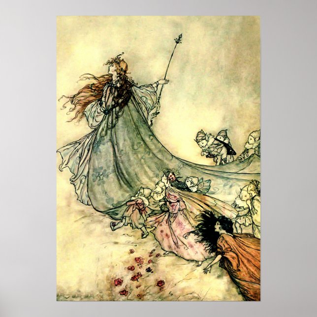 "Drottning av Älvorna" av Arthur Rackham Poster (Framsidan)