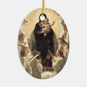 drottning av Änglar Regina Angelorum av Bouguereau Julgransprydnad Keramik