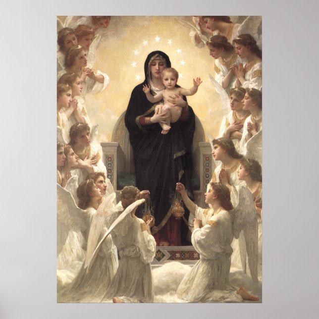 drottning av Änglar Regina Angelorum av Bouguereau Poster (Framsidan)