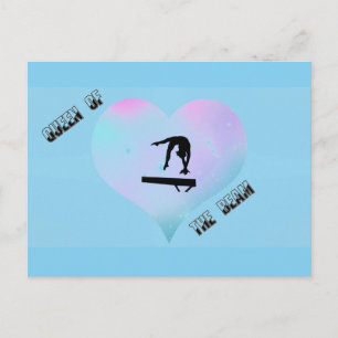 Drottning av Beam Gymnastics Postcard Blue Vykort