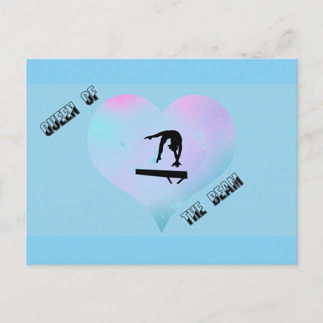 Drottning av Beam Gymnastics Postcard Blue Vykort (Framsida)