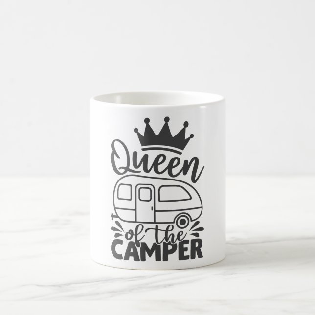 Drottning av Camper Funny Quote Camping som säger Kaffemugg (Center)