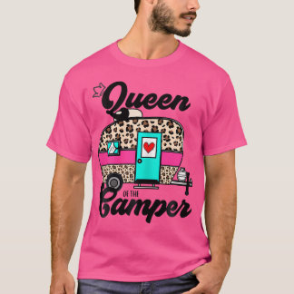 Drottning av Camper Rv Camping Lycklig Camper Leop T Shirt