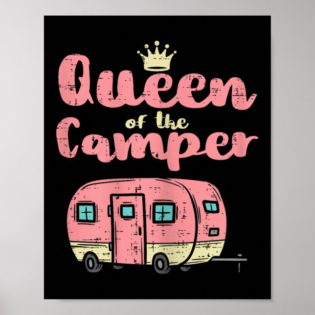 Drottning Av Campern Söt Camping Van Camp Trailer  Poster (Framsidan)
