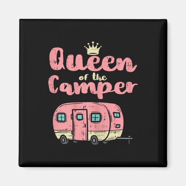 Drottning Av Campingen Söt Campingbil Camping Trai Magnet (Framsidan)
