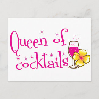 Drottning av cocktails! med tropiska vin-glas vykort