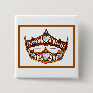 Drottning av den vita knappnålen Hearts Guld Krona Knapp