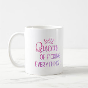 Drottning av f*i allt! Rosa glitter Kaffemugg
