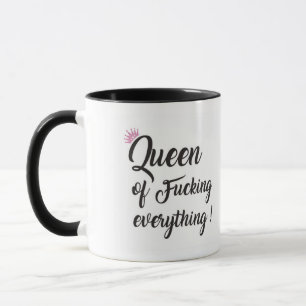 Drottning av f*i allt! Svart och Rosa Mugg