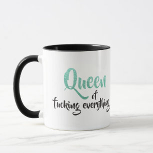 Drottning av f*i allt! Svart och Teal Mugg