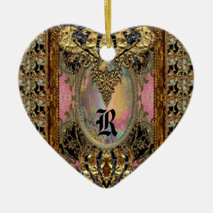 Drottning av Frankrike Elegant Monogram Julgransprydnad Keramik