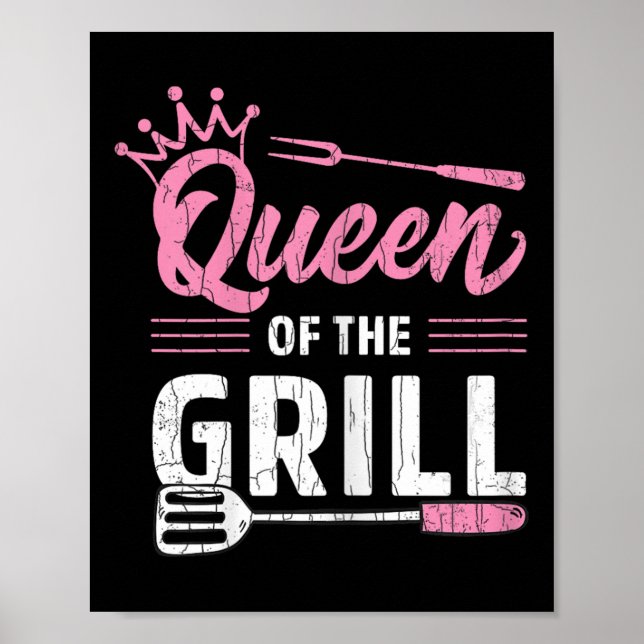 Drottning av Grill Funny Bbq Barbeque Grilled Kött Poster (Framsidan)