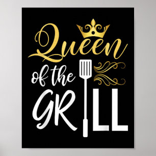 Drottning av Grill Funny Bbq Chef Women Gift Smoke Poster