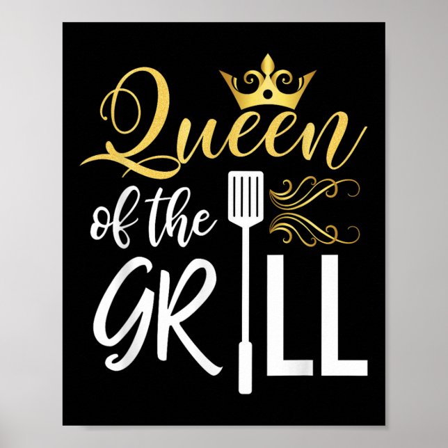 Drottning av Grill Funny Bbq Chef Women Gift Smoke Poster (Framsidan)