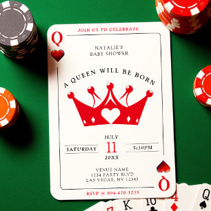 Drottning av Heart Casino Poker Card Girl Baby Sho Inbjudningar