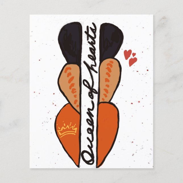 Drottning av Hearts Flat Greeting Card (Framsida)