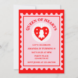 Drottning av Hearts Födelsedagsfest Photo Postage Inbjudningar