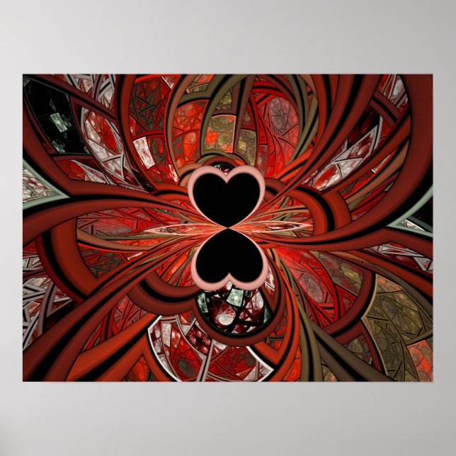 Drottning av Hearts Fractal Poster (Framsidan)